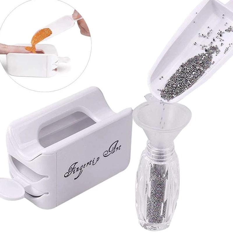2 In 1 Nail Art Dip Powder Recycling Container Double Layer French Box Dipping Powder Glitter Sequins Collection Storage Tools