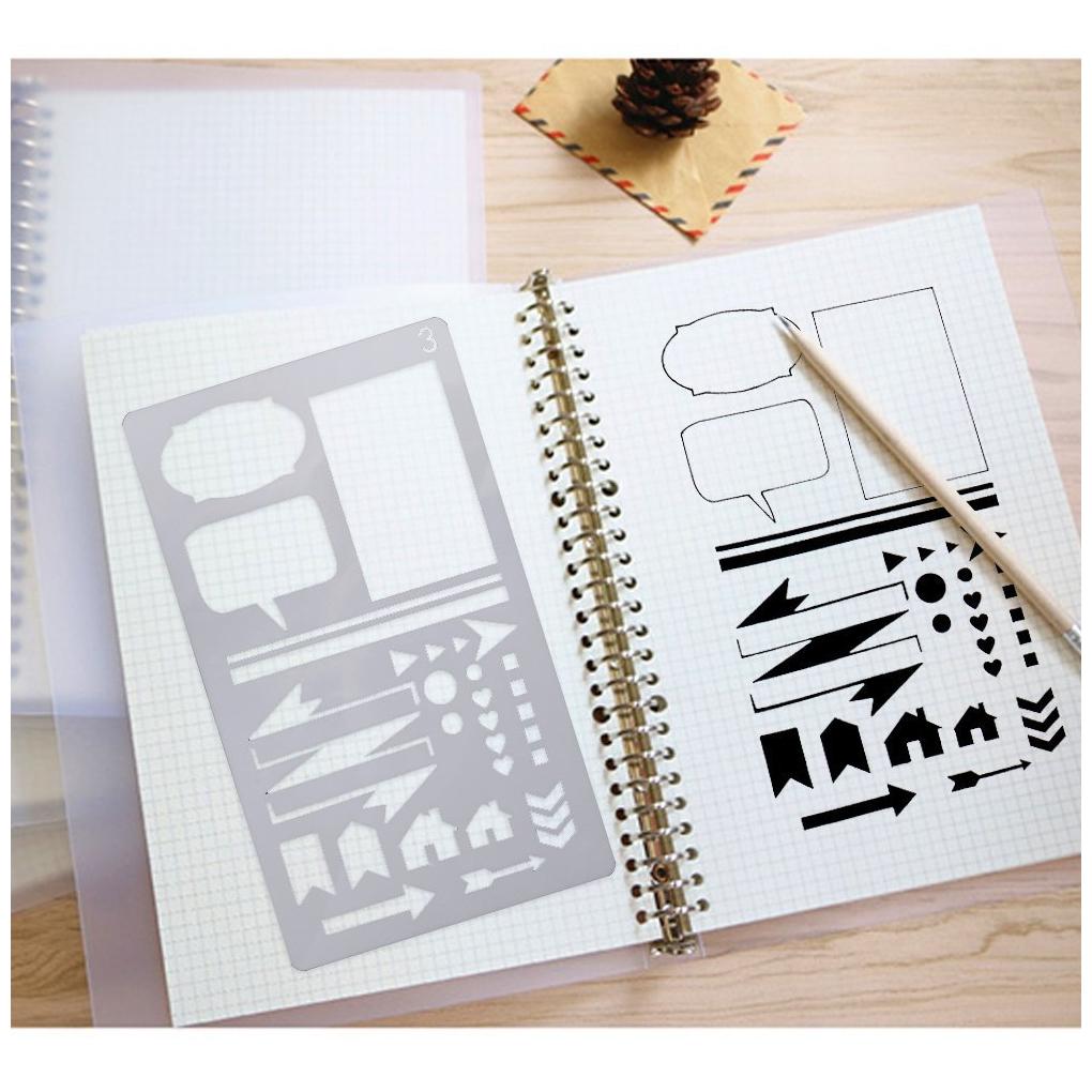 20 Pieces Reusable Painting Stencils DIY Hollow Lacework Painting Multi Functional Planner Templates Scrapbook