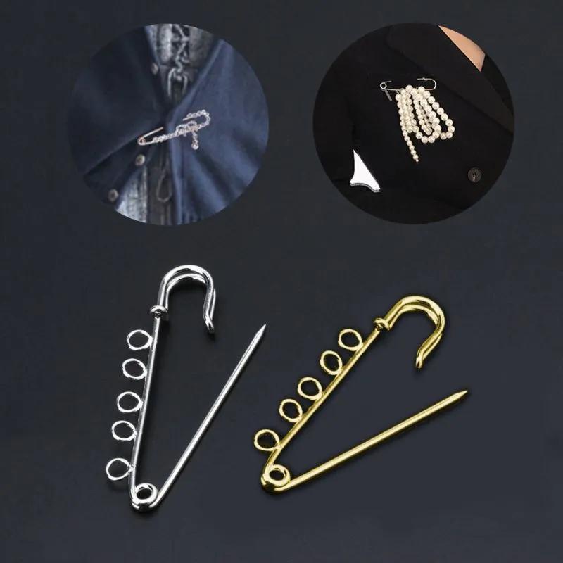 10 pcs., accessories for brooch-pin with 5 circles, silver