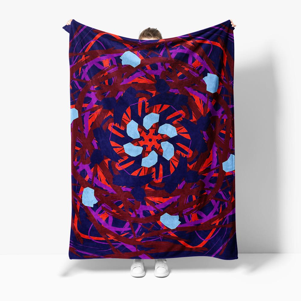 

Vibrant Abstract Geometric Blanket Red Blue Swirl Knitted Throw Soft Warm Bed Sofa Decorative Home Decor Gift 75x100cm (30x40inch)