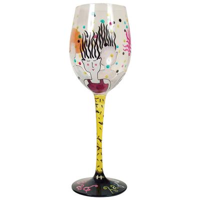 Coyote Bad Hair Day Hand-Painted White Wine Glass