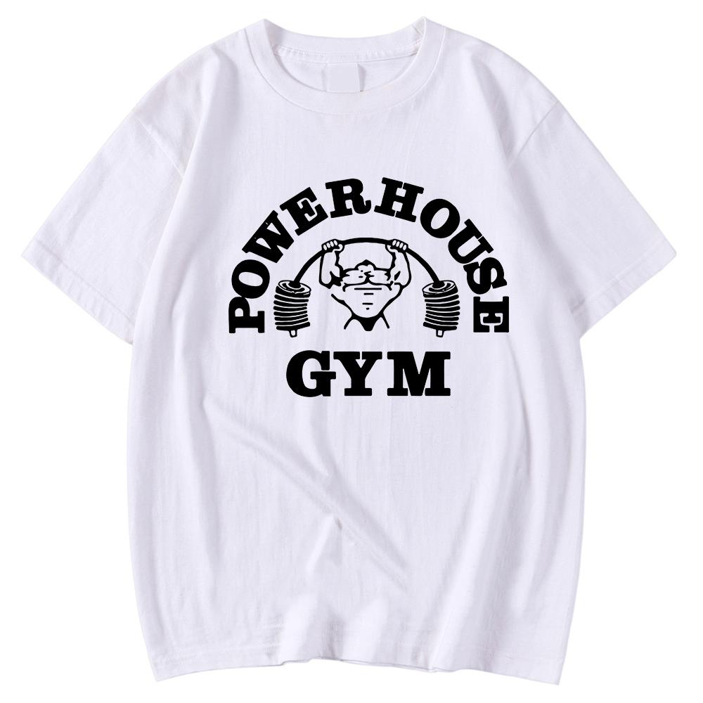 Powerhouse Gym Print Cotton T-shirt Men Women Sportswear Oversized Tshirt Short Sleeve Tee Summer Fitness T Shirts Clothes Tops