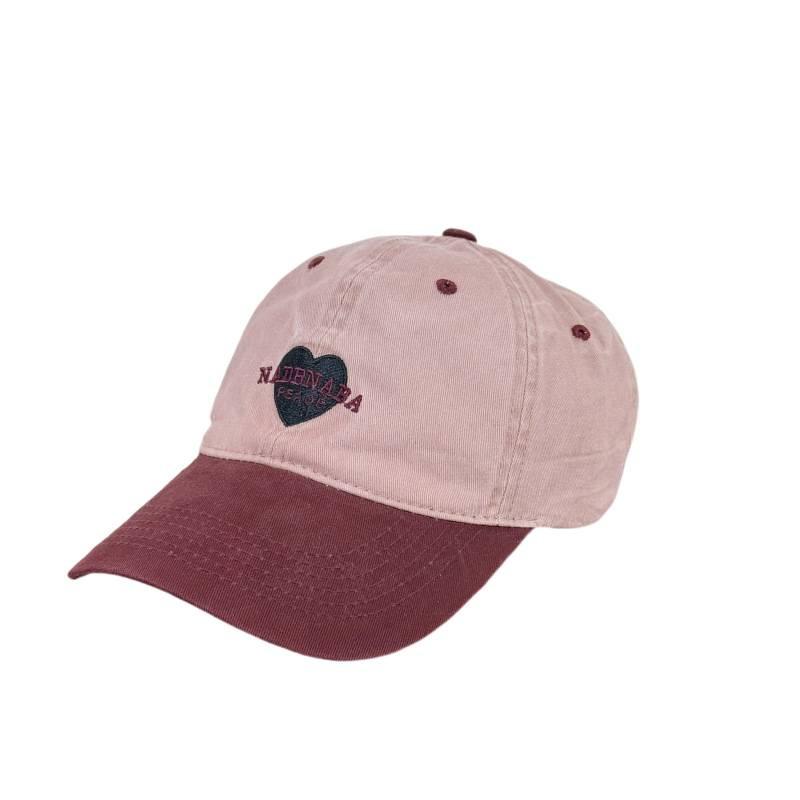 Korean-style New Washed Heart-shaped Color-block Baseball Cap for Girls, Soft-top Duckbill Cap, Versatile, Casual, Cute Hat, Trendy for Men