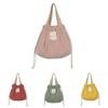 Versatile And Chic Drawstring Corduroy Lunch Tote Bag For Everyday Use In Green