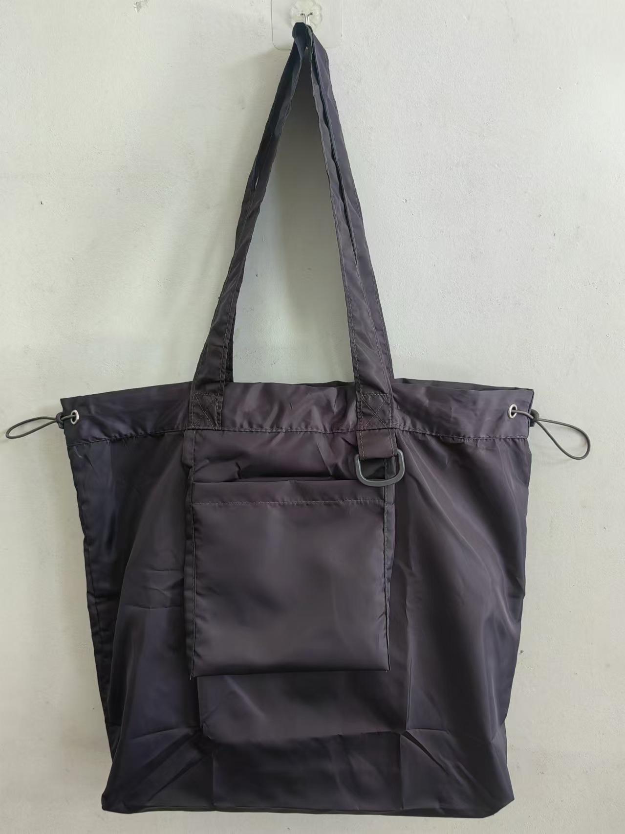 

New Drawstring Patchwork Colour Large Capacity Shopping Canvas Bag Hundred Shoulder Bag Casual Commuter Bag Waterproof 42x38x8 cm