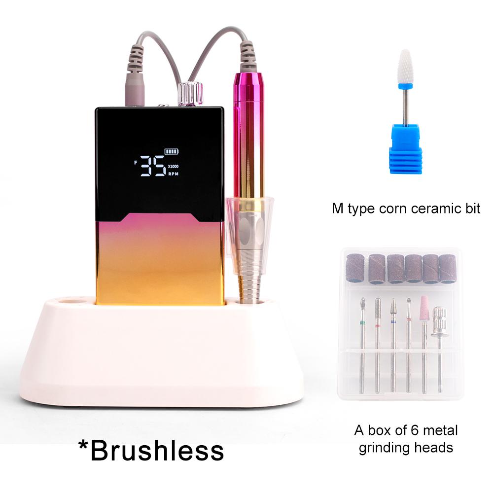 

BEPAN Irregular Thin Body Drill Machine Brushless Nail Drill with Desktop Base 35000RPM Manicure Machine Nail File Cordless US золотий
