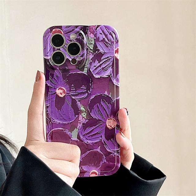 

Роскошный модный чехол для телефона с рисунком цветов для Iphone 14 Pro Max 13 12 11 X Xs Xr 14 Plus фиолетовый мягкий силиконовый противоударный чехол For 14 promax