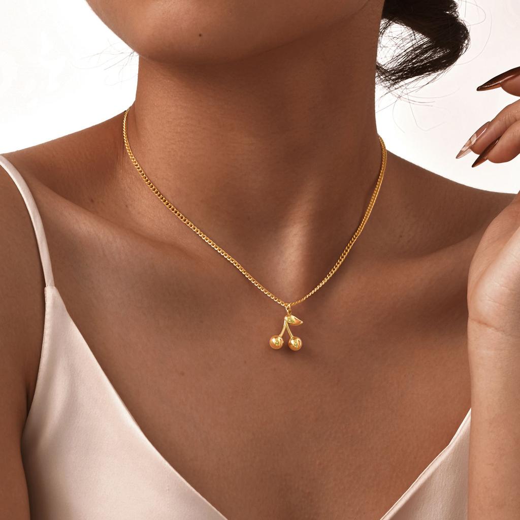 Accessories, Stainless Steel Grinding Cherry Niche Design Necklace Nc-1968
