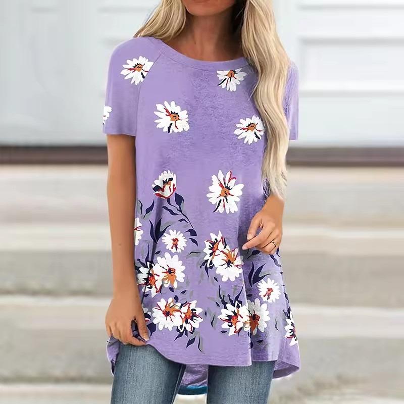 Summer Rose Floral Painting 3D Print T-shirt Streetwear Women Short Sleeve Flower T Shirts Y2K Tops Tees Girl Oversized Clothing