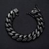 Hip Hop Jewelry 18/20/22mm Chunky Laminated Stainless Steel Bracelet Black Gun Plated Flat Cuban Link Bracelet for Men