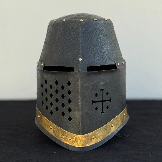 Medieval Knight Templar Helmet Black Steel Larp Cosplay Prop