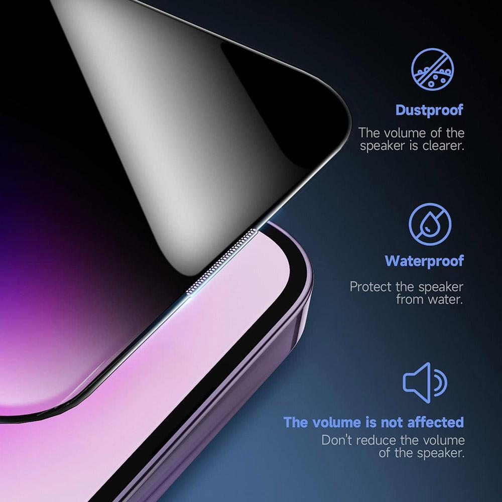 For iPhone 12 Pro Max Anti Spy Tempered Glass Screen Protector with Automatic Dust Removal Tool
