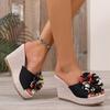2026 Summer Beach Platform Women Wedge Slippers Appliques Butterfly-knot Female Sandals Clog Shoes Slides Women