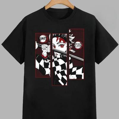 Anime Kamado Tanjiro Demon Slayer T-shirt Lato Bawełna Męski Damski Top Koszulka Streetwear Casual Trend Luźny Krótki Rękaw Hip Hop Y2k