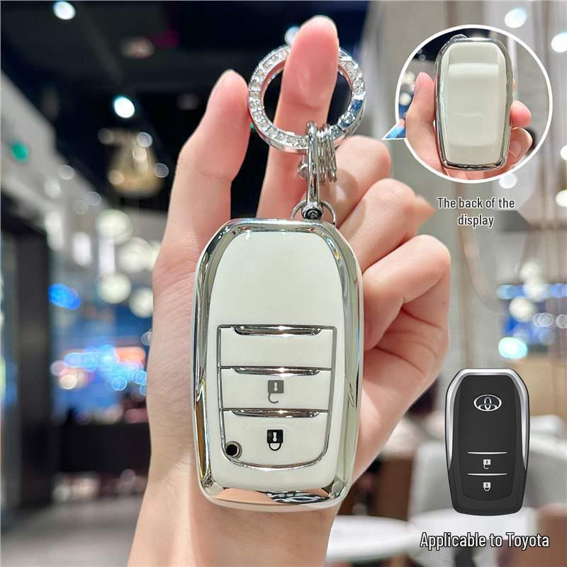 Silver Edge Key Case for Toyota Models: Corolla, RAV4, Camry, Vios, Highlander