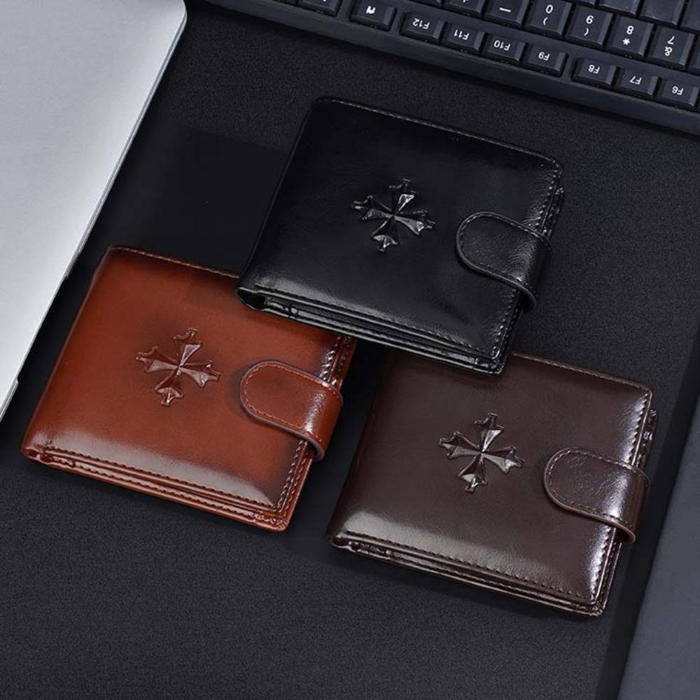 

Urban Recreational Style Men s Short Wallet Cross Male Leather Purse Anti-theft Cash Bag Travel чорний