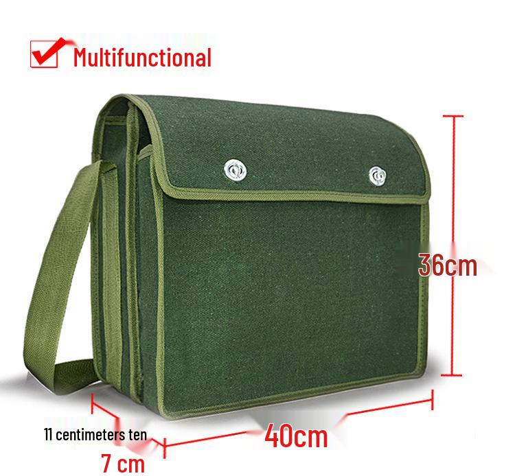 Thickened Canvas Tool Bag: Large, Wear-Resistant, Multifunctional Carpenter and Electrician Crossbody Pouch.