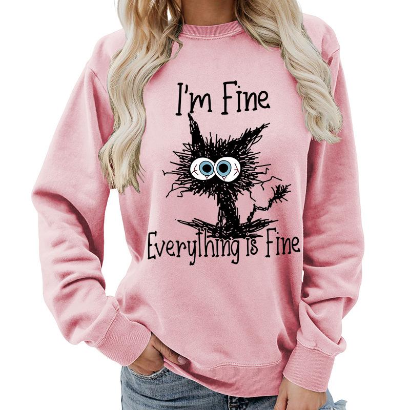 Weekends Printed Round Neck Women's Top Sweatshirt for Autumn Winter Casual Loose Fit Pullovers & Long Sleeves Women’s
