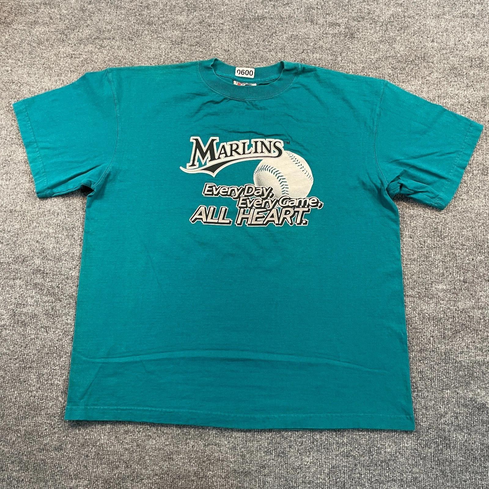 

Vintage 90s Majestic Miami-Marlins Baseball Shirt XL 25x28 El-Nuevo Miami Herald M