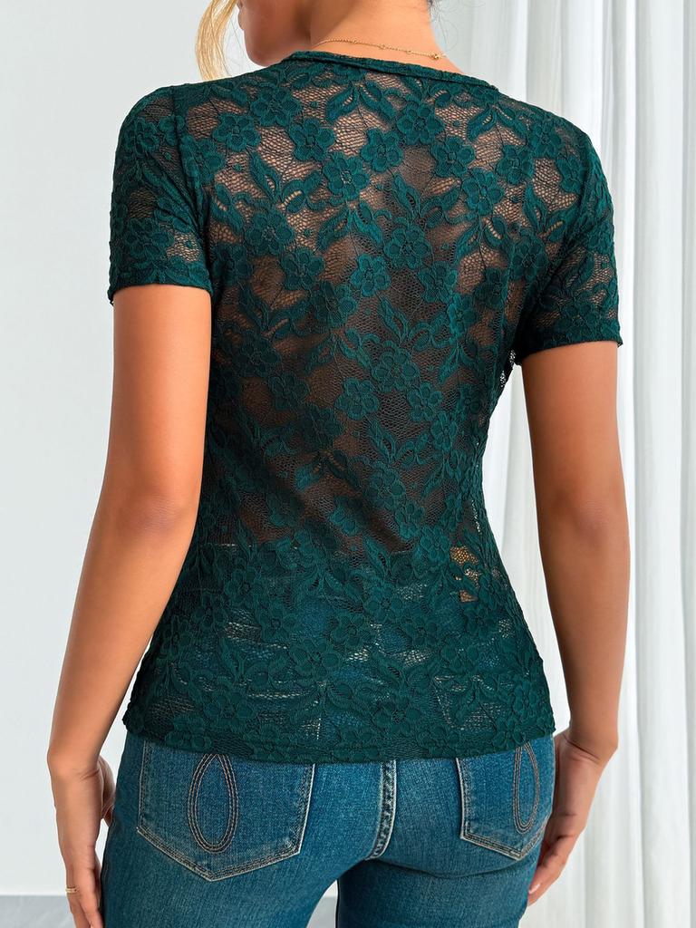 New Spring Summer Solid Color Slim Fit V-Neck Sleeveless Undershirt Lace Cami Top