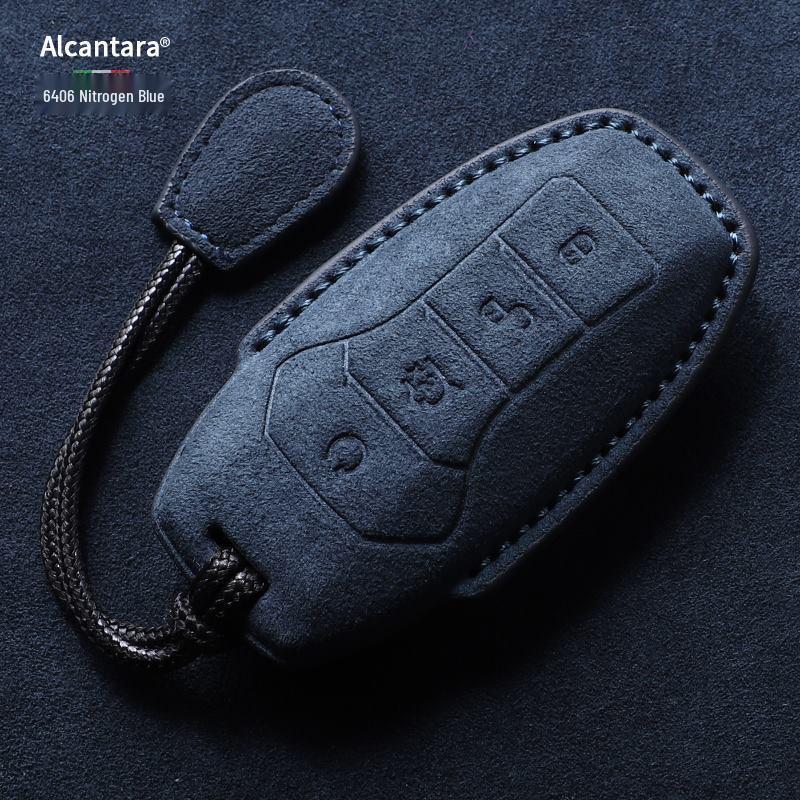 Full-Coverage Suede Key Case for BYD D9, N7, N8, and X with Side Snap Button