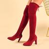 Fashion Winter Over The Knee Women Boots 2024 New Stretch Fabrics High Heel Slip On Shoes Pointed Toe Long Boots Women Thigh High Boots