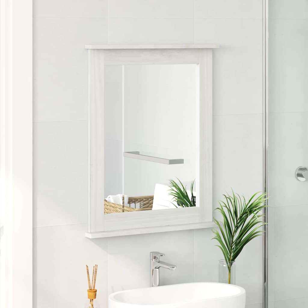 VIGO Mirror Antique White 55.5 x 5 x 70 cm Solid Pine Wood