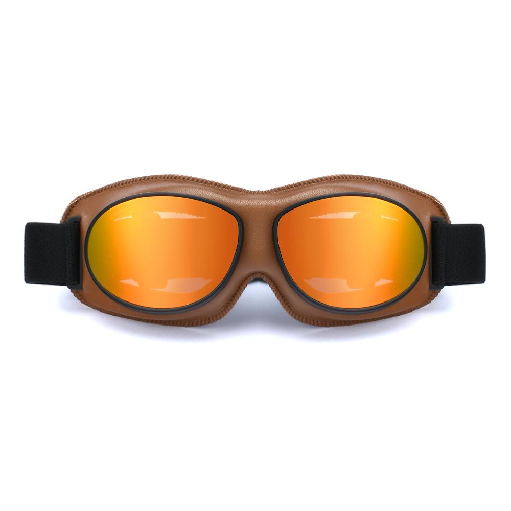 Retro Goggles, Motorcycle Riding Goggles Leather Frame UV Protection Locomotive Modification Accessories