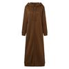 Damen Plus Size Einfarbige Kapuzen-Reißverschluss-Langarm-Sweatshirt-Kleid mit Fleecefutter Lässige Langarm-Sportjacke