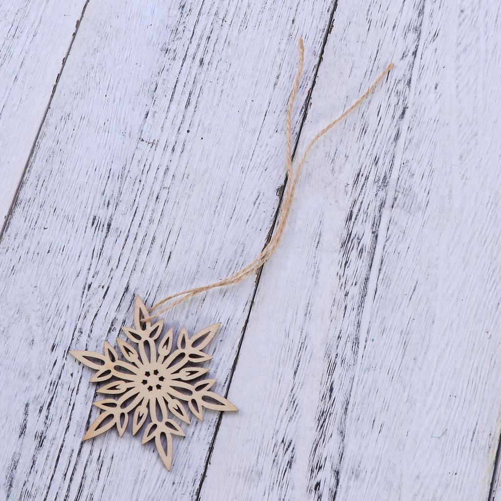 10Pcs Snowflake Decoration Rustic Wooden Christmas Embellishments Pendant for Hangers Tags Cardmaking Scrapbooking