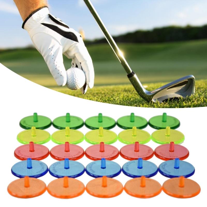 50Pcs Golf Balls Mark Position Markers Mixed Colors Clear Plastic Golf Balls Marker Flat Round Golf Balls Markers Enduring