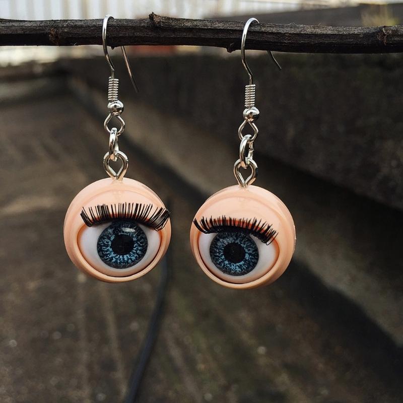 Unique Gothic Doll Eye Stud Earrings Punk Rock Accessories Lightweight Sturdy Acrylic Design Edgy Hip Hop Ear Studs
