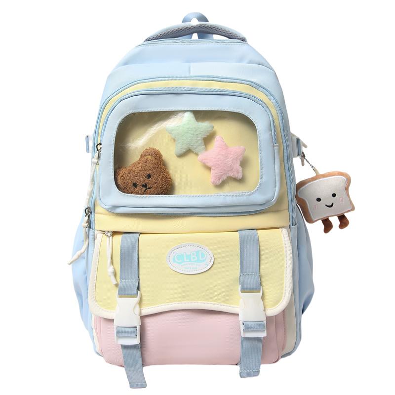 

Рюкзак контрастного цвета большой вместимости, студенческий школьный рюкзак для девочек синий