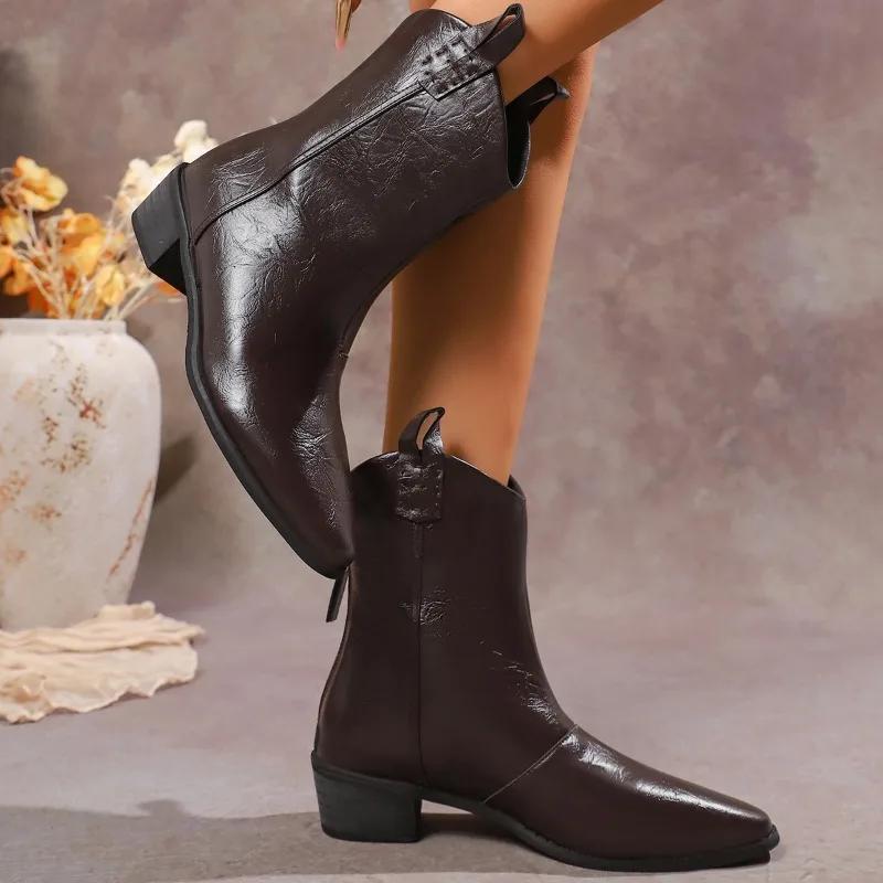 Fashion Ladies Shoes 2025 Fashion Back Zipper Women's Boots New Pointed Toe Modern Boots Women Winter Best Seller Mid-Calf Boots Zapatos