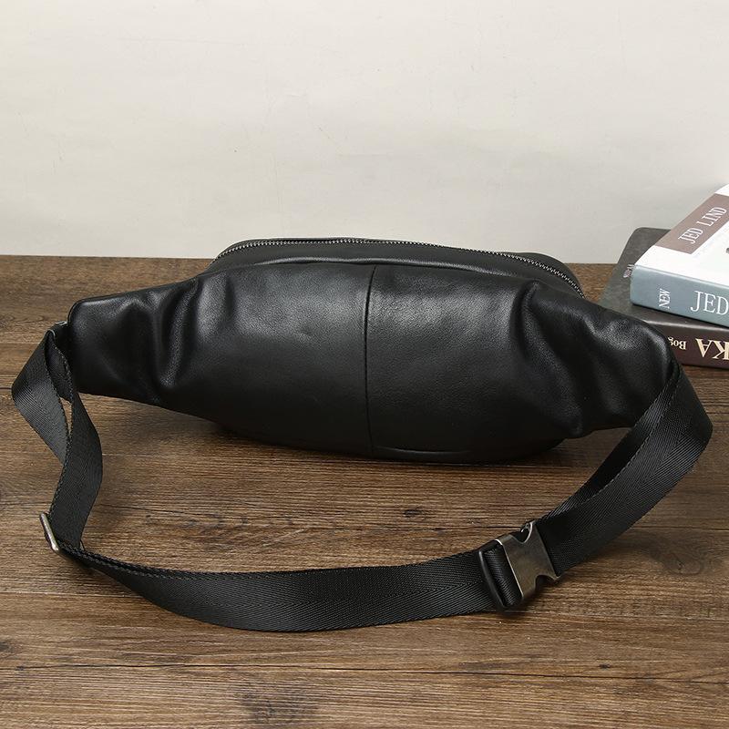 First Layer Cowhide Leather Breast Bag Casual Fashion Oblique Span Bag Outdoor Simple Mobile Phone Bag Men'S Fanny Pack Single Shoulder Light Durable