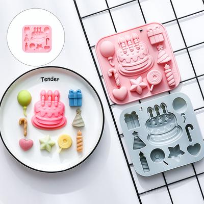 Versatile Silicone Baking Mold with Birthday Theme Accessories for Cakes Chocolate and Jellies Kitchen Supply