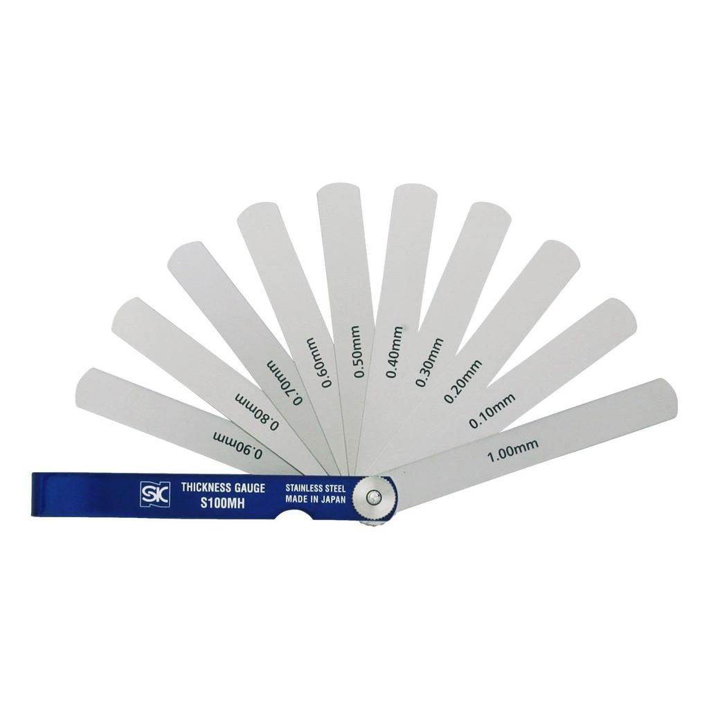 Niigata Seiki SK Japanese-Made Thickness Gauge (Thickness Gauge), Stainless Steel, 10-Piece Set, 100mm, S100MH, 0.10-1.00mm