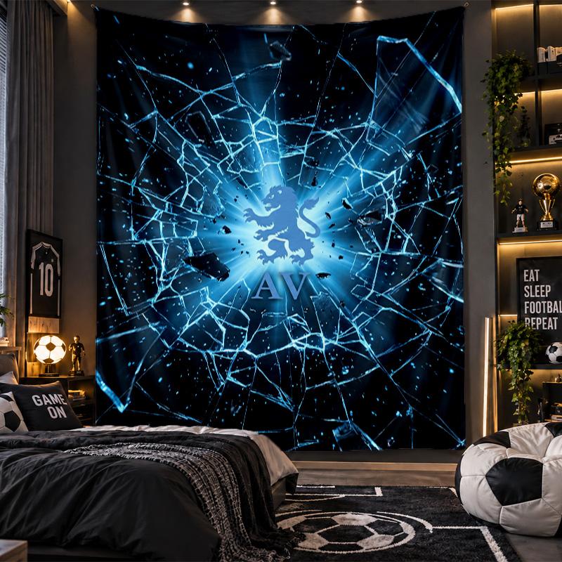 Wall Hanging Tapestry Aston Villa Football Print Cloth for Living Room Bedroom Home Decor