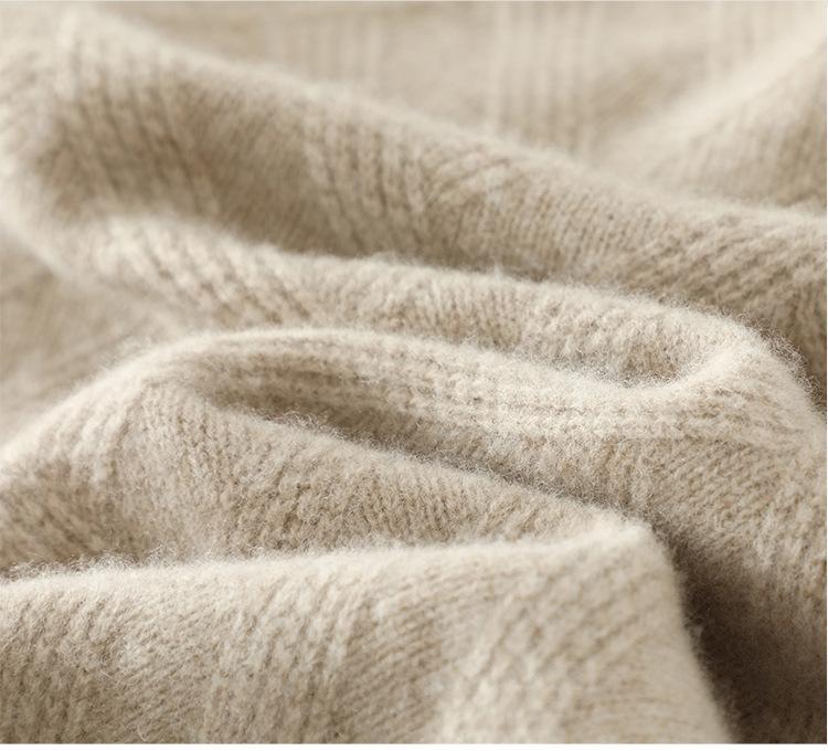 Men's Thick Wool Knit Sweater - Autumn/Winter, Round Neck, Solid Color, Loose Fit, Business Casual.