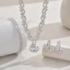 3/4PC Women's Fashion Claw Chain Charm Earrings Necklace Bracelet Zircon Set Wedding Banquet Party Holiday Gift