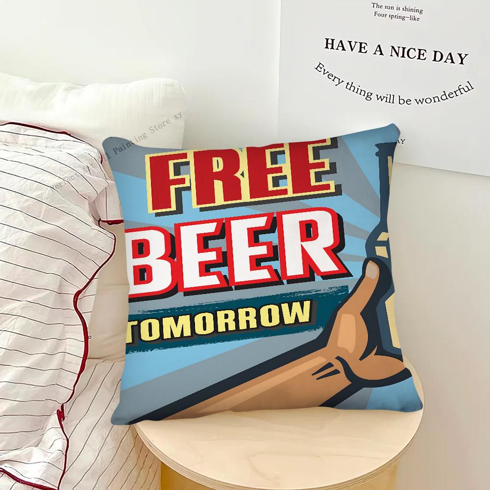 Beer Cigarette Coffee Pillow Case Square Pillow Bedroom Sofa Leisure Comfort Cushion Car Living Room Home Decoration
