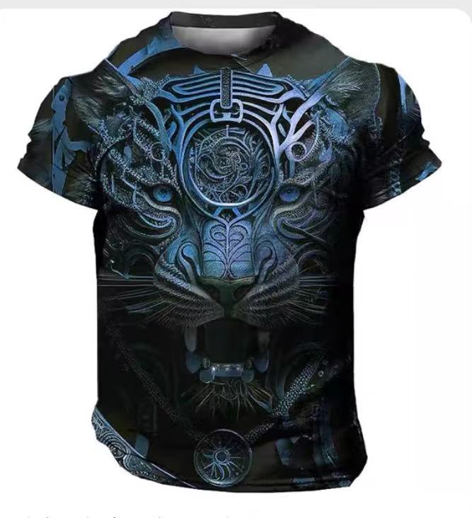 Domineering Lion 3D Print T-Shirts Summer Casual Pattern Top Harajuku Short Sleeve Oversized Streetwear Men's T-shirts