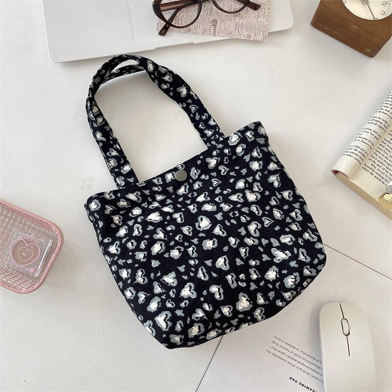 Korean-style Simple Canvas Bag Fashionable Leopard Print Shoulder Bags Lightweight Large-capacity Tote Bags Retro Lunch Handbags