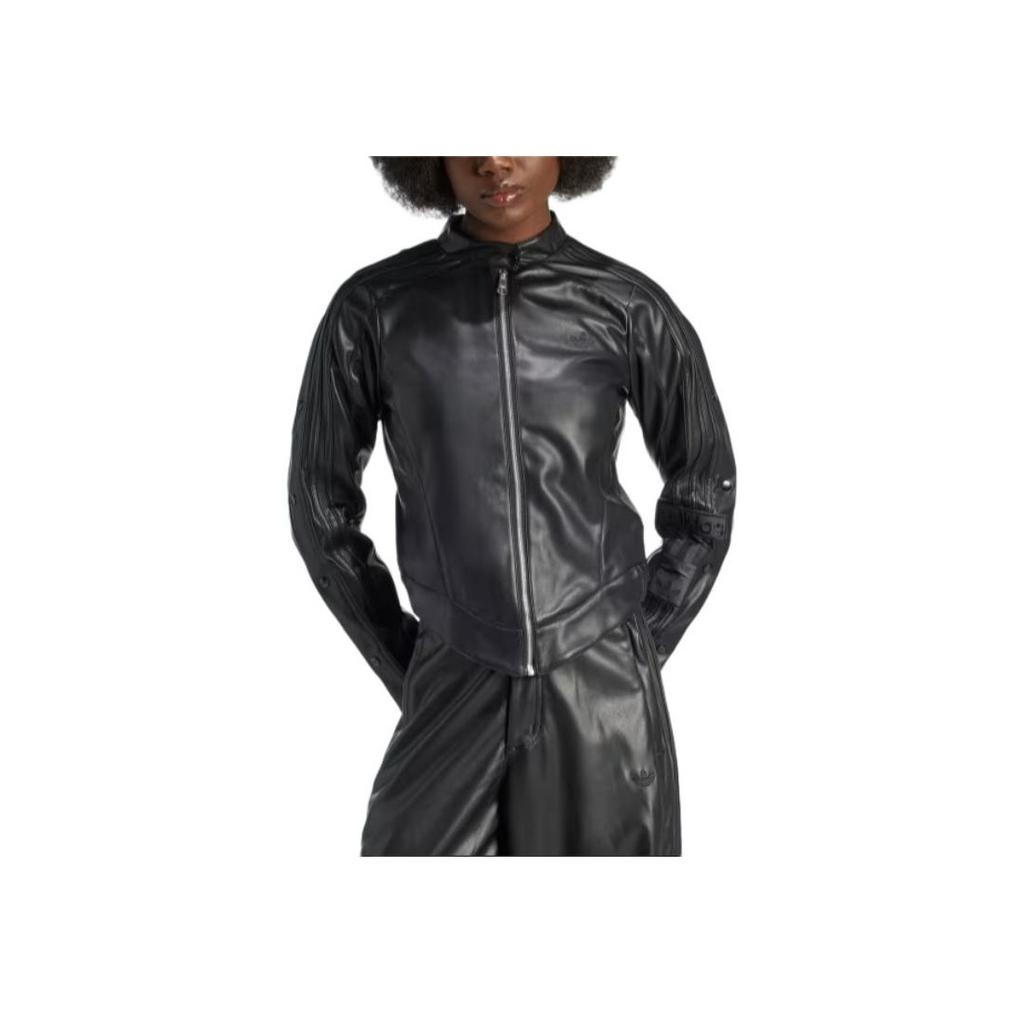 adidas Originals Adibreak Premium Pleather Track Top Fashion Casual Sports Slim Jacket Women Jackets Black IW3428