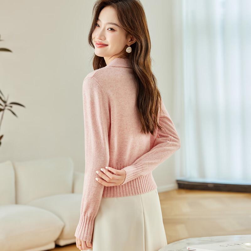 Srcr Women's Pure Wool Short Lapel Knit Sweater