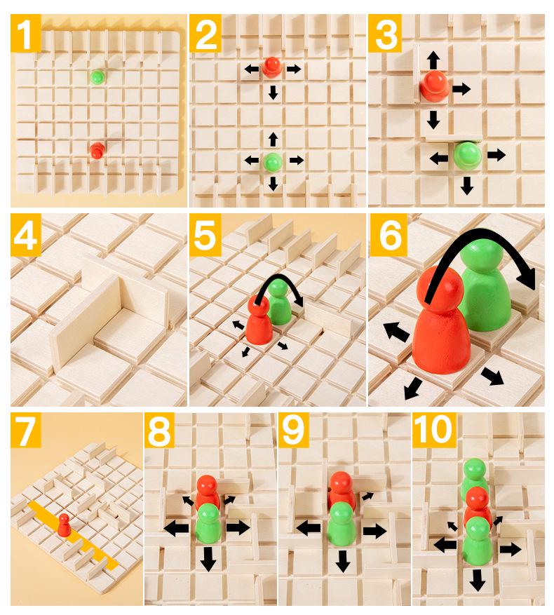 Wooden Two-Player Children's Logic Chess Game – Educational Multi-Player Brain Teaser