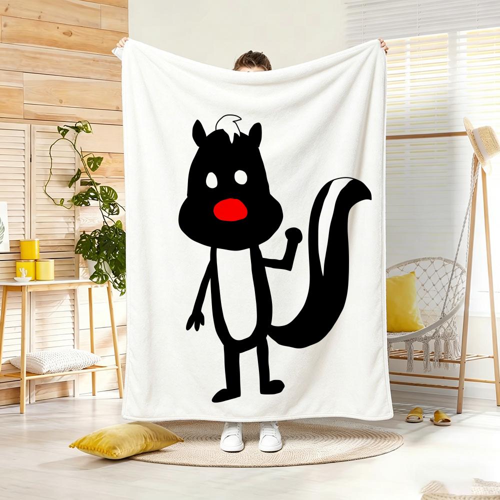 Kids Cartoon S-Skunk Fu Throw Lightweight 240G Flannel Blanket Soft Skin-Friendly For Summer Cooling