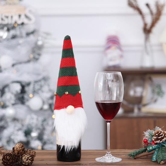 Yousheng Christmas Wine Bottle Cover Knitted Plush Gnome Wine Bottle Topper Cover for Christmas Dining Table Decor New Year Party Supplies