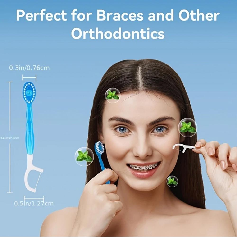 Mint flavored bead toothbrush, deeply cleanses the mouth, five in one mini brush, suitable for convenient travel and travel