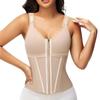 Black Zipper Front Waist Trainer Corset with Built-in Bra and Adjustable Straps